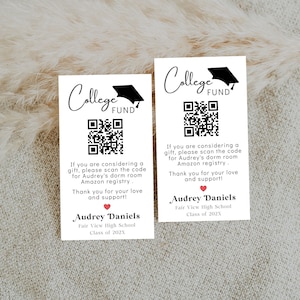 College Fund QR Code Insert Card, Graduation QR Code Card, Printable Graduation Gift Card Insert, Graduation QR Code High School- Audrey Mod