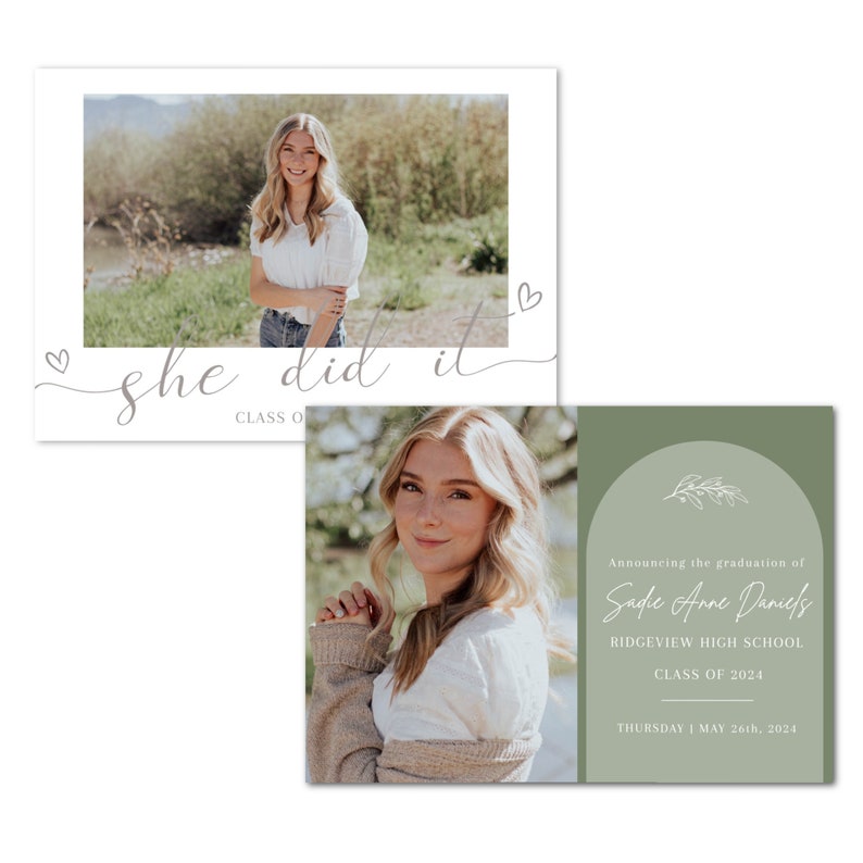 Graduation Announcement Template, Boho Graduation Announcement, High ...