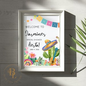Fiesta Welcome Sign, Table Top Size, 8 X 10",  Editable Bridal Shower Templates, Fiesta Bridal Shower Welcome Sign, Baby Shower,- Fiesta