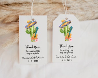 Fiesta Shower Thank You Tags, Bridal Shower, Colorful Cactus and Succulent Bridal Shower, Baby Shower, Thank You Tag, Mexican, DIY- Fiesta