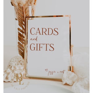Minimal Wedding Cards and Gifts Sign, Boho Cards and Gifts Sign, Modern , Terra Cotta, Instant Download, DIY Template, Shower Sign- Jessie