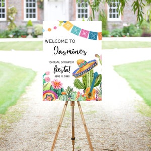 Fiesta Bridal Shower Welcome Sign Template, DIY Colorful Cactus and Succulent Bridal Shower Welcome Sign, Printable Shower Sign- Fiesta