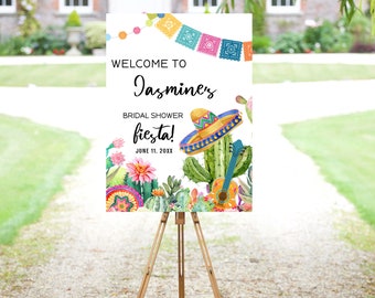 Fiesta Bridal Shower Welcome Sign Template, DIY Colorful Cactus and Succulent Bridal Shower Welcome Sign, Printable Shower Sign- Fiesta