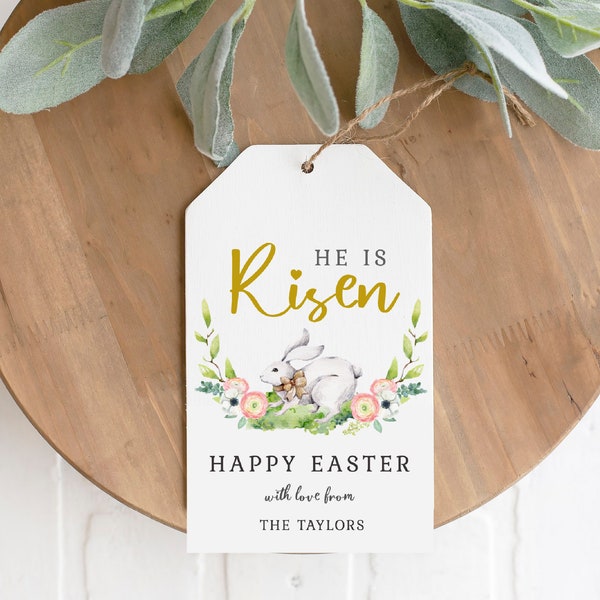 He is Risen Easter Tag, Editable Easter Treat Tag Template, Editable Easter Gift Tag Template, Easter Tag- He is Risen