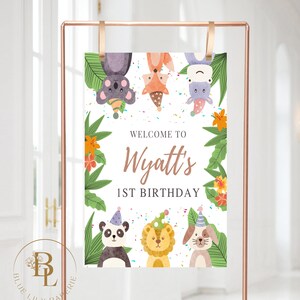 1st Birthday Welcome Sign, Wild One Welcome Sign, Baby First Birthday, 1st Birthday Sign, Animal Birthday, Jungle Animal Welcome- Wild One