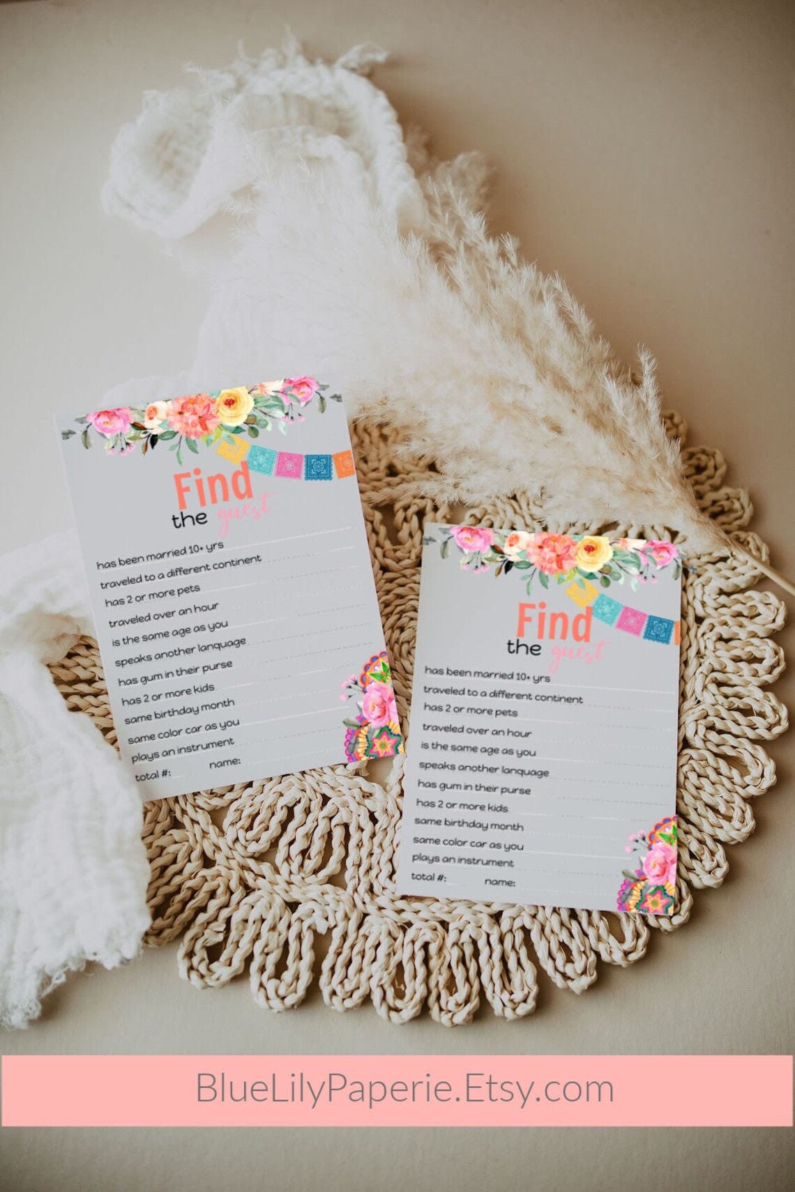 Fiesta Bridal Shower Game, Find the Guest, Editable Bridal Shower Game