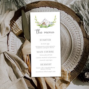Easter Brunch Menu Template, Easter Dinner Printable Menu, Easter Brunch Dinner Party, Easter Decor, Decorations, Brunch Menu- SPGR-08