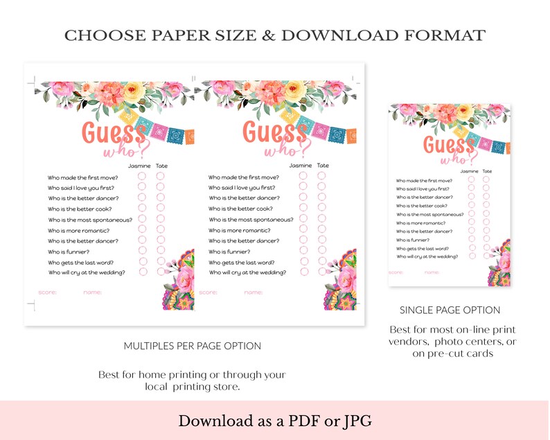 Fiesta Bridal Shower Game Bundle, Editable Bridal Shower Game Templates