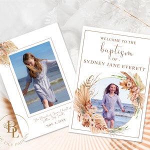 LDS Baptism Program. Boho Baptism Program LDS Template. Boho Pampas Baptism Program. Fall. Girl Baptism Program. Editable- Sydney BAPTISM