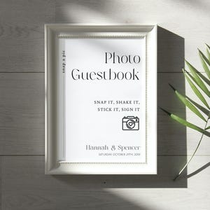 Photo Guestbook Wedding Sign, Minimal Wedding Sign, Guestbook Sign, Black and White Wedding Welcome Sign, Modern Wedding Sign- Hannah-BW