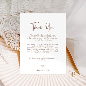 Minimal Terracotta Thank You Note, Terracotta Card, Napkin Thank You Letter, Favors Card, Editable Template, Instant Download- Jessie