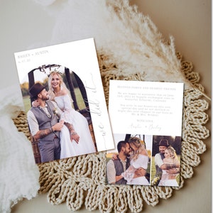 Boho Elopement Announcement Template, Printable Minimalist Photo Wedding Elopement Cards, Elopement Announcement, Instant Download- Bailey