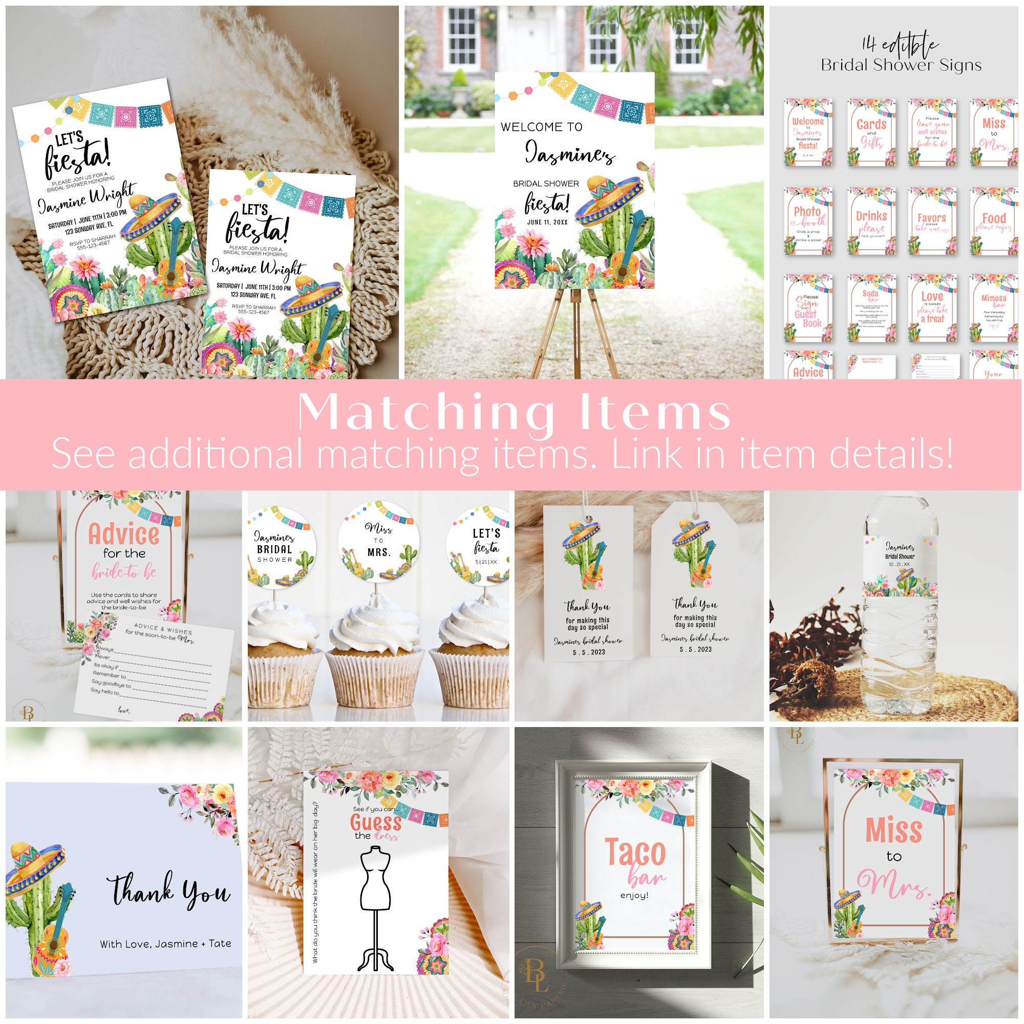 Fiesta Bridal Shower Game Bundle, Editable Bridal Shower Game Templates