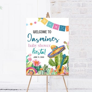 Fiesta Baby Shower Welcome Sign Template, Colorful Cactus and Succulent Baby Shower Welcome Sign, Printable DIY Shower Sign- Fiesta Baby
