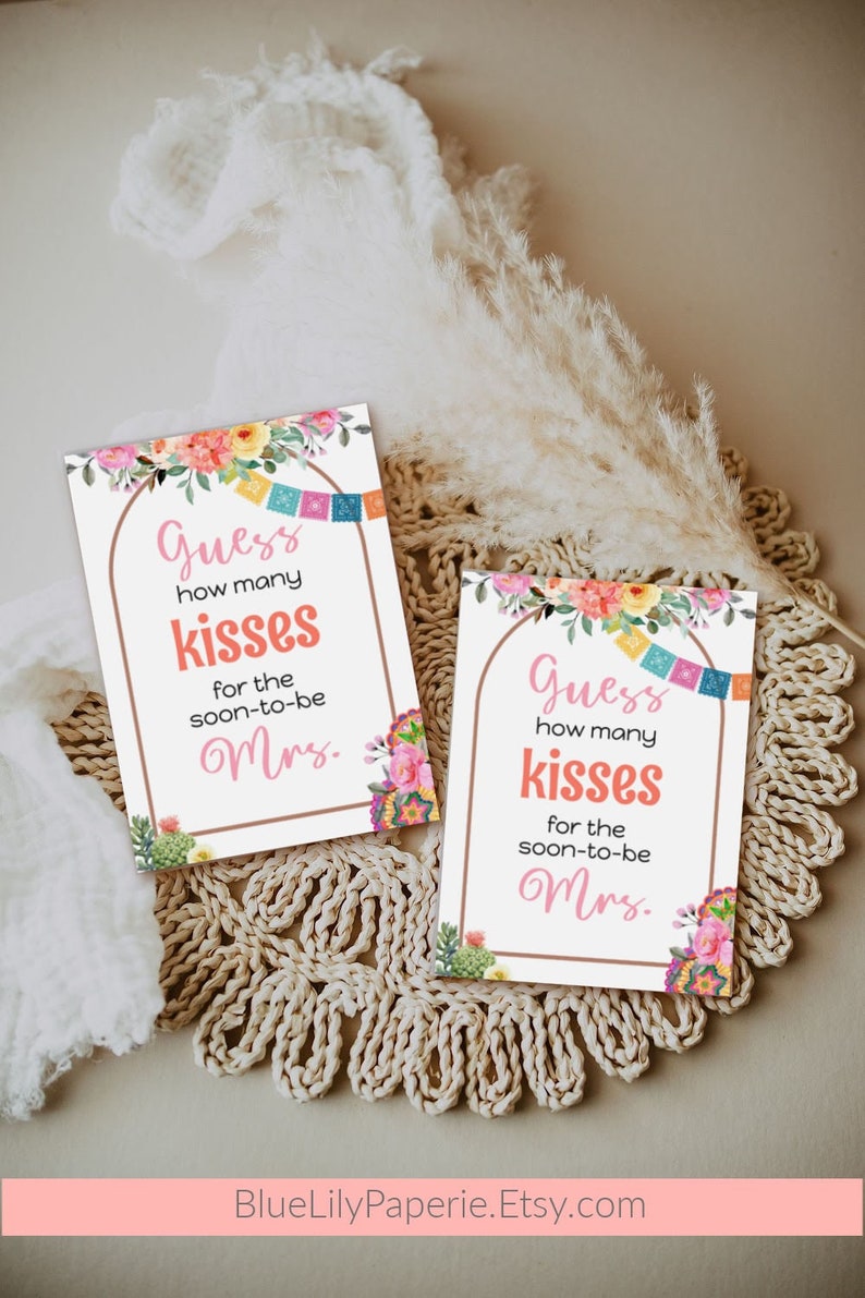 Fiesta Bridal Shower Game, Kisses for the Mrs., Editable Bridal Shower ...