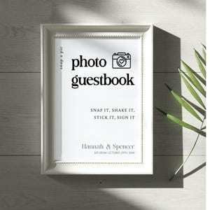 Photo Guestbook Wedding Sign, Minimal Wedding Sign, Guestbook Sign-in, Black and White Wedding Welcome Sign, Modern Wedding Sign- Hannah-BW