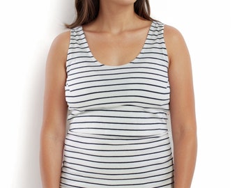 Bshirt Nursing vest in White/Navy Stripe