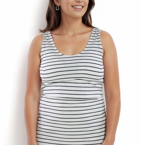 Bshirt Nursing vest in White/Navy Stripe