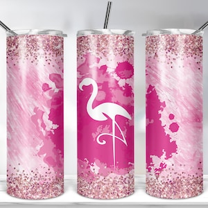 Flamingo Floral Sublimation Tumbler Design, 20oz Skinny Tumbler Sublimation Designs Flamingo Tumbler PNG File Digital Download