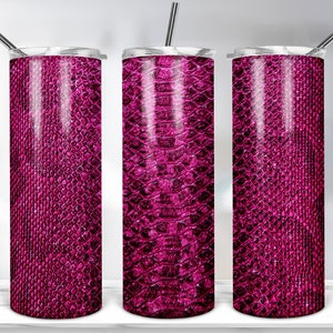 Snake Skin Tumbler Sublimation Design, 20oz Skinny Tumbler Template for Sublimation, Pink Snake Tumbler Wrap PNG Digital Download