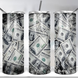 American 100 Dollar Bills Tumbler, Money Tumbler, 20oz Skinny Tumbler Template For Sublimation, Dollar Tumbler Wrap PNG DIGITAL DOWNLOAD
