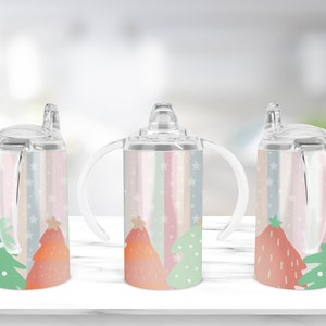 Christmas Tree Tumbler Sippy Cup, 12 oz Straight Sippy Cup Sublimation, Kids Digital File, Sippy Tumbler Designs PNG File Digital Download