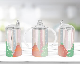 Christmas Tree Tumbler Sippy Cup, 12 oz Straight Sippy Cup Sublimation, Kids Digital File, Sippy Tumbler Designs PNG File Digital Download