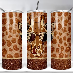 Giraffe Tumbler Wrap Design, 20oz Skinny Tumbler Sublimation Designs for Straight/Tapered Glitter Giraffe Tumbler PNG File Digital Download