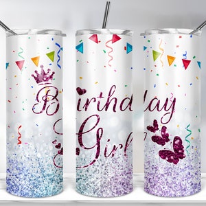 Birthday Tumbler for Woman Sublimation Design, 20oz Skinny Tumbler Template For Sublimation, Birthday Tumbler Wrap PNG DIGITAL DOWNLOAD