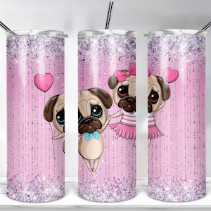 Pug Dog Tumbler Designs, 20oz Skinny Tumbler Sublimation Designs for Straight/Tapered Pug Tumbler Wrap PNG File Digital Download