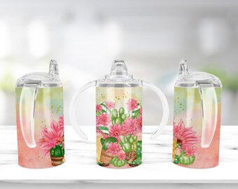 Gnome Cactus Tumbler Design Sublimation Sippy Cup, 12oz. Straight Sippy Cup, Digital File Instant Download. Kids Cup Design