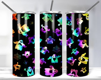Halloween Ghost Tumbler Wrap, 20oz Skinny Tumbler Template For Sublimation, Horror Ghost, Cute Ghost Tumbler Wrap PNG Digital Download