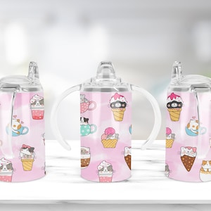 Cute Cats Tumbler Sippy Cup, 12 oz Straight Sippy Cup Sublimazione, File digitale per bambini, Sippy Tumbler Designs PNG File Download digitale