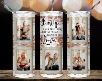 Wood Family Photo Frame Sublimation Design, 20oz Skinny Tumbler Template For Sublimation, Photo Frame Tumbler Wrap PNG DIGITAL DOWNLOAD