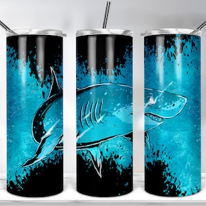Shark Tumbler Sublimationsdesign, 20 Unzen Skinny Tumbler Sublimation, Haiangriff im Ozean, Shark Tumble Wrap PNG - DIGITAL DOWNLOAD