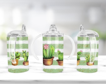 Cactus Tumbler Design Sublimation Sippy Cup, 12oz. Straight Sippy Cup, Digital File Instant Download. Kids Cup Design