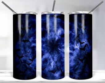 Diseño de vaso de murciélagos de Halloween, plantilla de vaso delgado de 20 oz para sublimación Envoltura de vaso de Halloween PNG Descarga digital