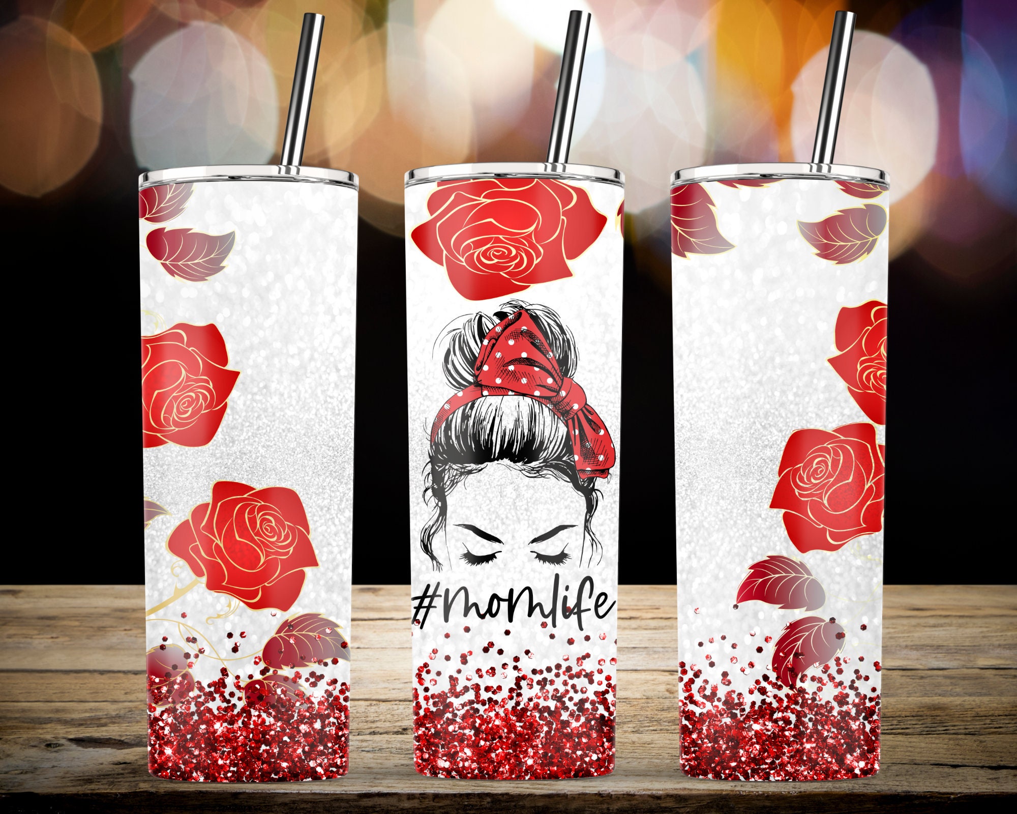 Mom Red Rose Tumbler Designs 20oz Skinny Tumbler Sublimación Etsy