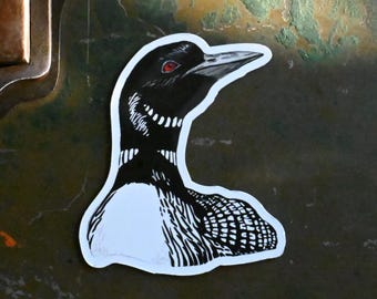 Loon Magnet | Hand-Drawn | Midwest Inspired Magnet | Little Rocks Design | (2.8" x 2.38")
