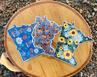 Minnesota Floral Sticker Pack: Waterproof MN State Decals