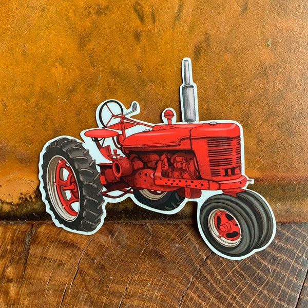 Red Tractor Sticker | Tractor Decal | Farming Sticker | Waterproof Decal | Fathers Day Gift | Water Bottle Sticker | Laptop Decal