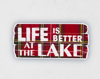 Scottish Plaid Lake Sticker: Waterproof Hand-Drawn Decal