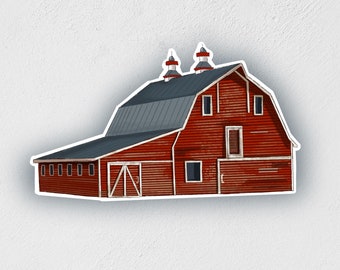 Red Barn Sticker: Waterproof Laptop Decal (3" x 1.7")