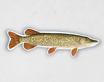 Northern Pike Sticker: Waterproof Fish Decal (3.6" x 1.2")