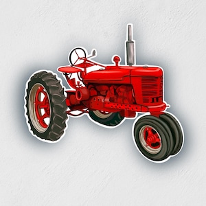 Red Tractor Sticker | Tractor Decal | Farming Sticker | Waterproof Decal | Fathers Day Gift | Water Bottle Sticker | Laptop Decal
