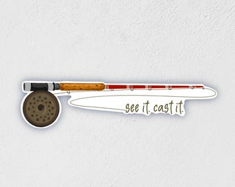 Fly Fishing Pole Sticker: Waterproof Decal for Water Bottle