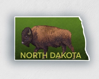 North Dakota Bison Sticker: Waterproof State Pride Decal