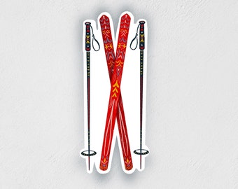 Nordic Ski Sticker: Waterproof Scandinavian Decal for Laptop, Water Bottle