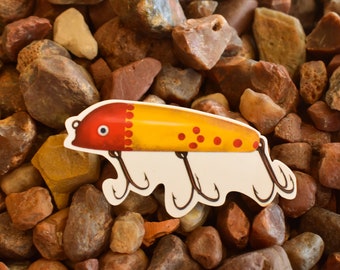 Vintage Red/Yellow Lure Sticker | Waterproof Sticker | Birthday Gift | Fishing Decal | Laptop Sticker | Vintage Lure Decal | Teacher Gift