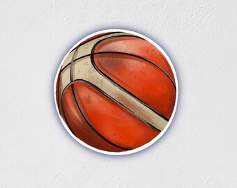 Waterproof Basketball Sticker: Hand-Drawn Glossy Decal